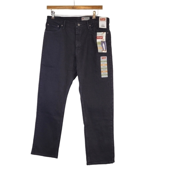 Wrangler 36 X 30- Jeans NEW Black Regular Fit Straight Leg Comfort Flex
